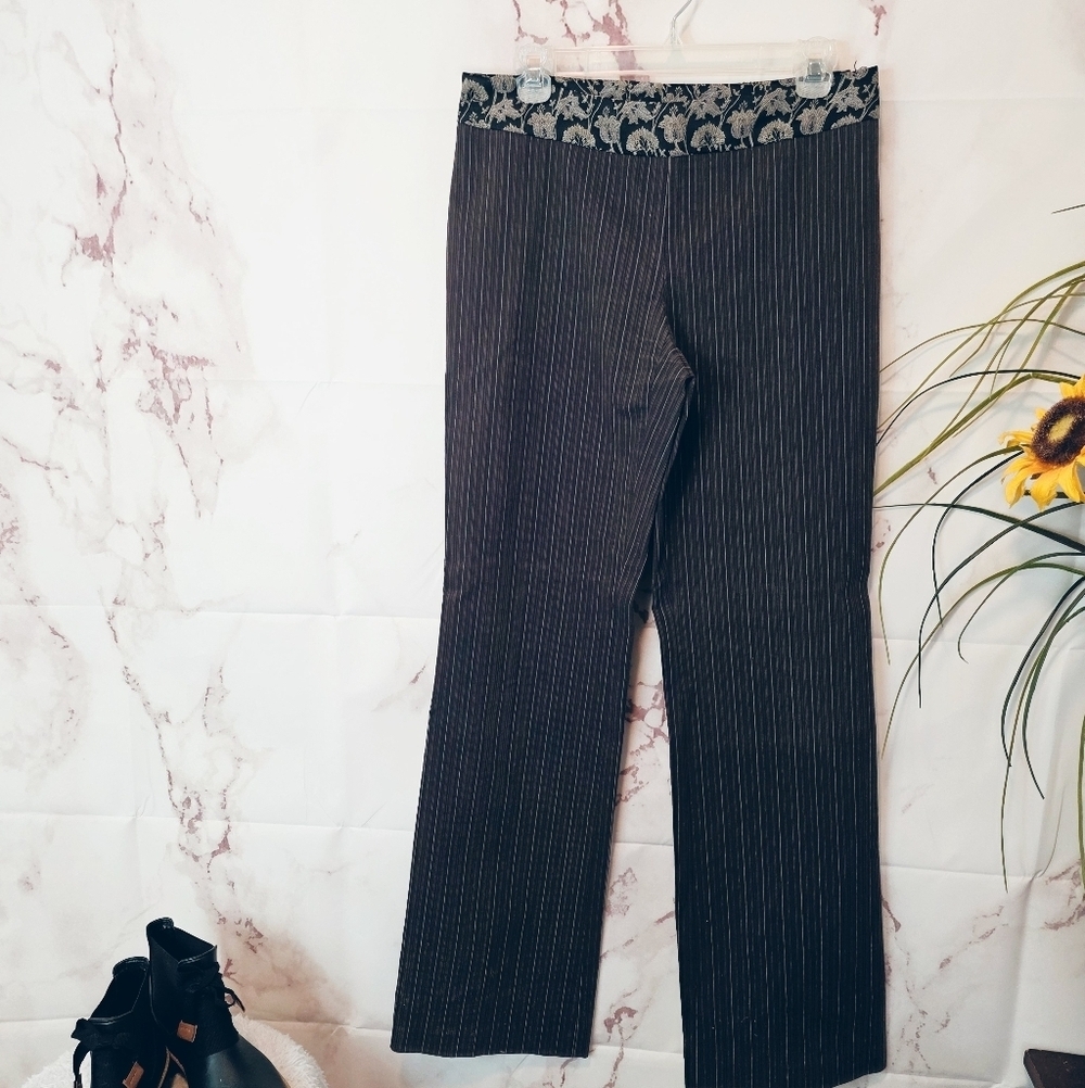 Antonio Marras Italian Pinstripe Wide Leg Pants Silk Waistband IT 44 (US 8) - Picture 2 of 6